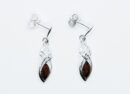 Silver Amber Earring Drop 2.1g