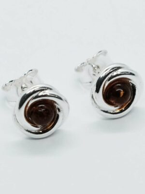 Silver Amber Earring Round 2.3g