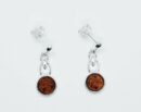 Silver Amber Earring Round 3.2g