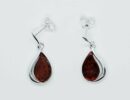 Silver Amber Earring Tear 3.3g