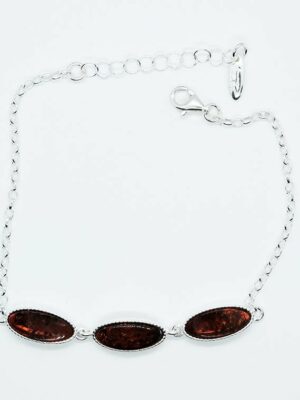 Silver Amber Bracelet Oval 5.4g