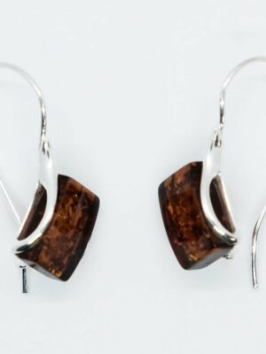 Silver Amber Earring Rectangle