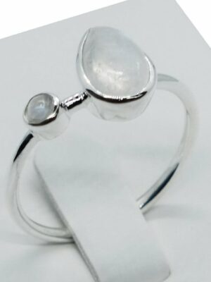 Silver Ring Rainbow Pear Drop