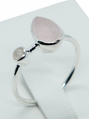 Silver Ring Rose Qz Pear Drop