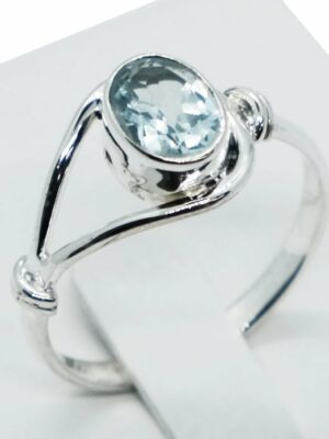 Silver Ring Cut Blue Topaz