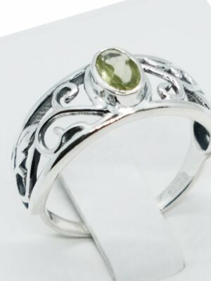 Silver Ring Oval Cut Peridot