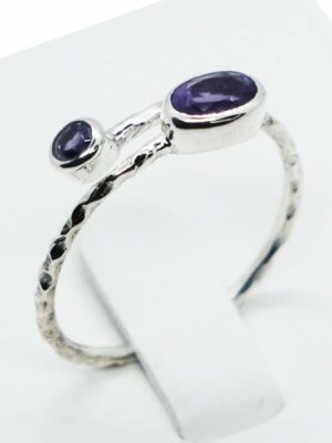 Silver Ring Twist Cut Amethyst