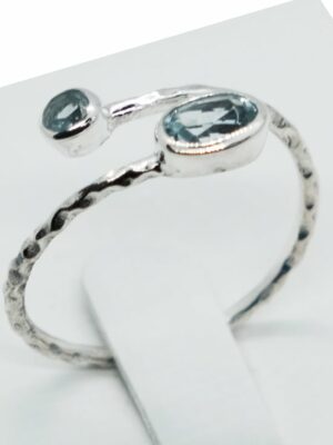 Silver Ring Twist Cut Topaz