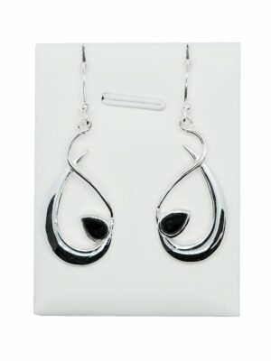 Silver Earring Onyx Drop