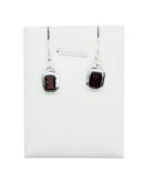 Silver Earring Octagon Garnet