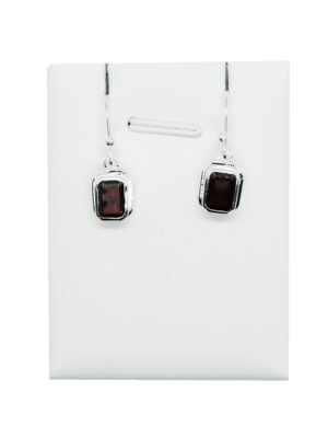 Silver Earring Octagon Garnet