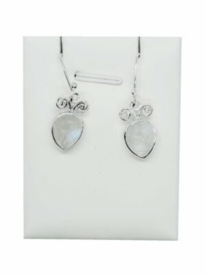 Silver Earring Pear Rainbow