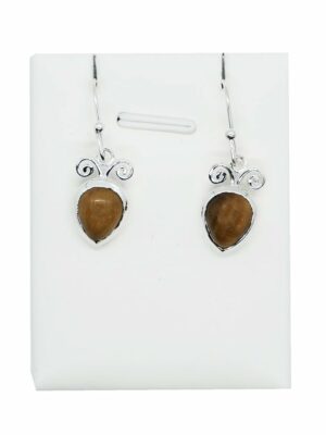 Silver Earring Pear Tiger Eye