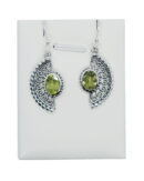 Silver Earring Fan and Peridot