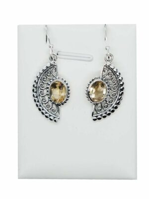 Silver Earring Fan and Citrine
