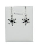 Silver Earring Flower Onyx