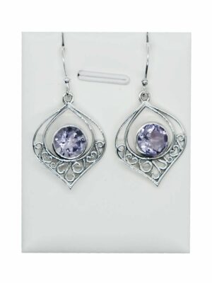 Silver Earring Cut Amethyst