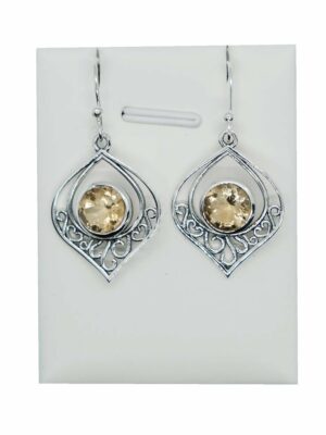 Silver Earring Cut Citrine