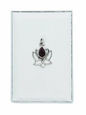 Silver Pendant Lotus Garnet