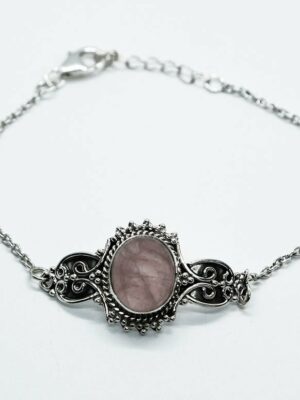Silver Bracelet Rose Quartz