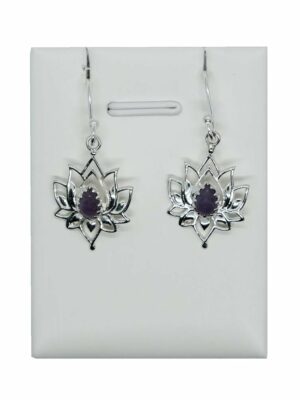 Silver Earring Lotus Amethyst