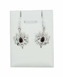 Silver Earring Lotus Garnet