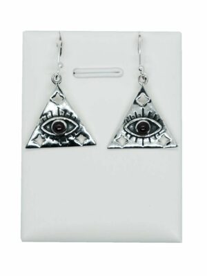Silver Earring Eye Garnet