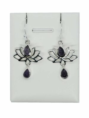 Silver Earring Lotus Amethyst