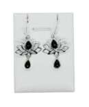 Silver Earring Lotus Onyx