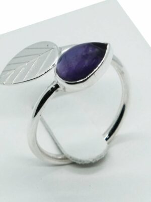 Silver Ring Leaf Amethyst