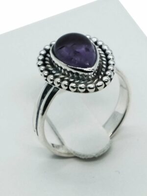 Silver Ring Teardrop Amethyst