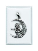 Silver Pendant Witch on Moon