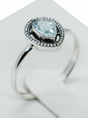 Silver Ring Peardrop Blue Topaz