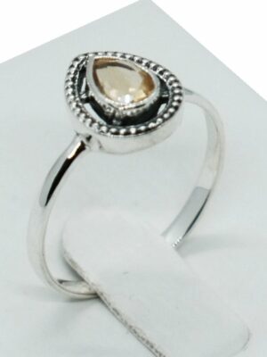Silver Ring Peardrop Citrine