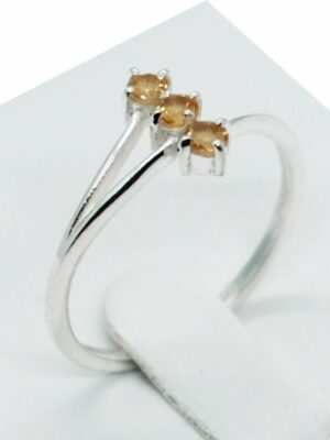 Silver Ring 3 Stones Citrine