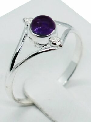 Silver Ring Round Amethyst