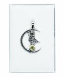 Silver Pendant Moon Owl Peridot