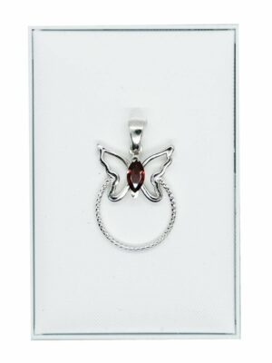 Silver Pendant Butterfly Garnet