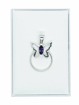 Silver Pendant Butterfly Amethyst
