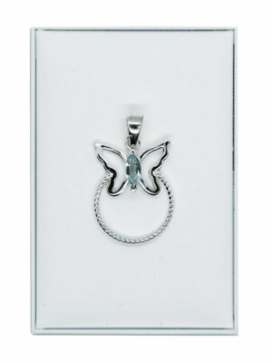 Silver Pendant Butterfly Blue Topaz
