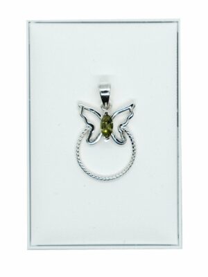 Silver Pendant Butterfly Peridot
