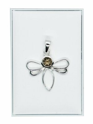 Silver Pendant Dragonfly Citrine