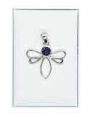 Silver Pendant Dragonfly Amethyst