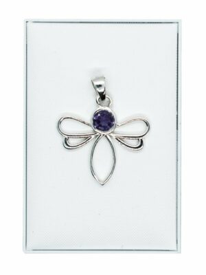 Silver Pendant Dragonfly Amethyst