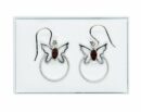 Silver Earring Butterfly Garnet