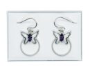 Silver Earring Butterfly Amethyst