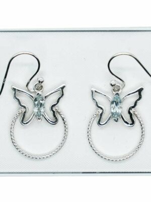 Silver Earring Butterfly Blue Topaz