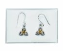 Silver Earring Triquatra Citrine