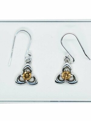 Silver Earring Triquatra Citrine