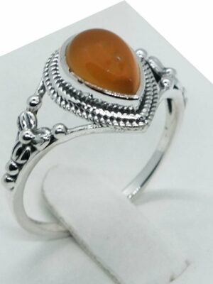 Silver Ring Teardrop Carnelion